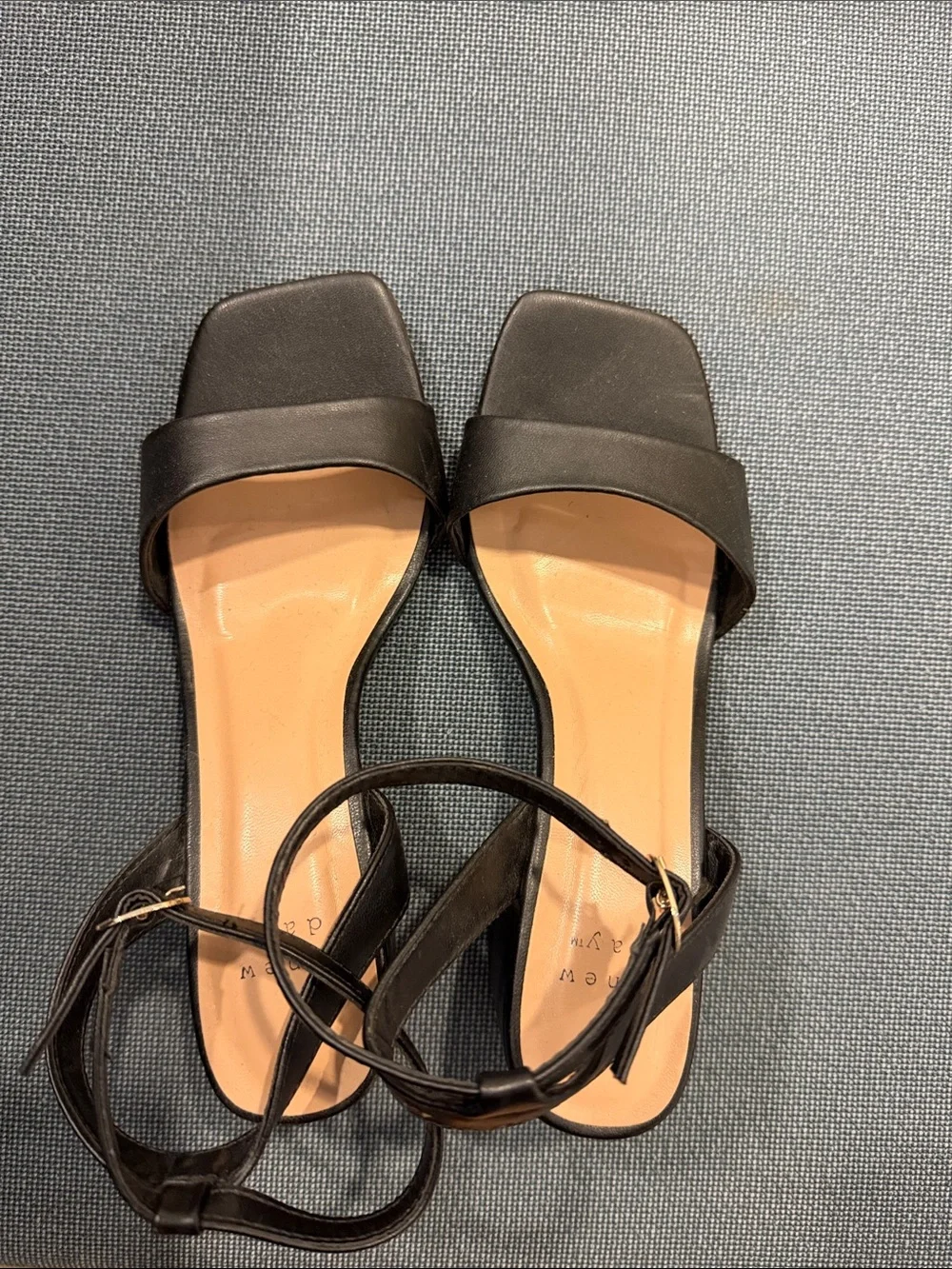 a new day Black Square-Toe Ankle-Strap Sandals